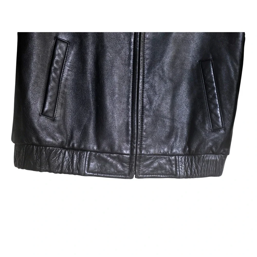 Class Club Boys Black Genuine Leather‎ Bomber Jacket Zip Up Coat Size XS 4-5